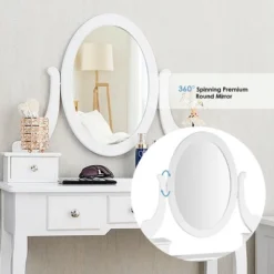 Costway Vanity Table Dressing Table 5 Make Up Table Stool -DreamNest Store GUEST 3db854c3 f8b0 45d6 8a8d e330acb7f082