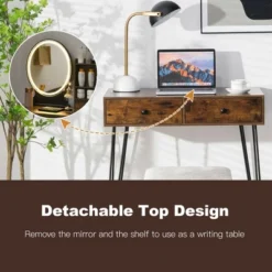 Costway Vanity Table Set Lighted Mirror Storage Drawer Shelf Cushion Stool -DreamNest Store GUEST 3dc666de 7160 4fa4 b86e de0fc671f5a9
