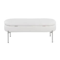 48" Chloe PU Leather/Metal Storage Bench Chrome/White - LumiSource -DreamNest Store GUEST 3df0f903 fbcd 48b6 84c4 c595f080cc7b