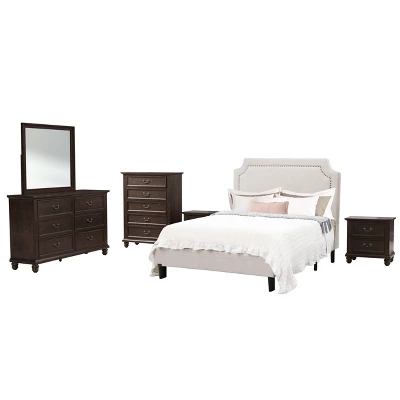6pc Queen Angelique Bedroom Set With Upholstered Platform Bed - Abbyson Living 7 6pc Queen Angelique Bedroom Set With Upholstered Platform Bed - Abbyson Living - Image 7