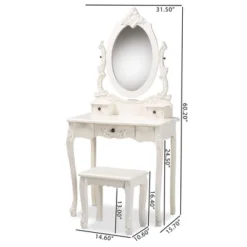 2pc Macsen Wood Vanity Set With Adjustable Mirror White - Baxton Studio 19 2pc Macsen Wood Vanity Set With Adjustable Mirror White - Baxton Studio -DreamNest Store GUEST 3e81f0ef 9af5 43af aa52 068773e52920