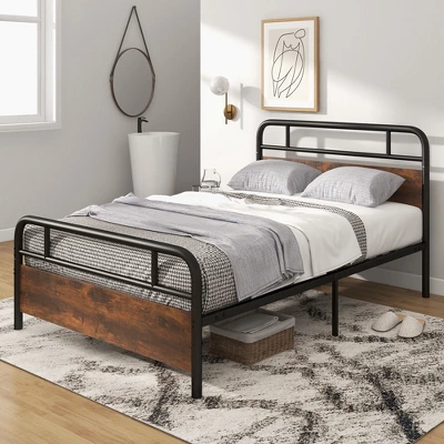 Costway Metal Platform Bed Frame Industrial Headboard Mattress Foundation 1 Costway Metal Platform Bed Frame Industrial Headboard Mattress Foundation