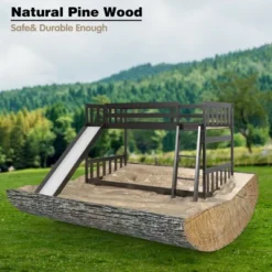 Costway Twin Over Twin Bunk Wooden Low Bed With Slide Ladder For Kids -DreamNest Store GUEST 3ea1a5cc 2dbf 4141 848f 302e212ded03