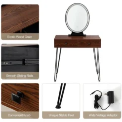 Costway Vanity Makeup Dressing Table W/ 3 Lighting Modes Mirror Touch Switch RusticCoffee 18 Costway Vanity Makeup Dressing Table W/ 3 Lighting Modes Mirror Touch Switch RusticCoffee -DreamNest Store GUEST 3ea98c62 0e58 4620 892d 0e364e755709