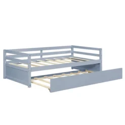 Costway Twin Size Trundle Daybed Wooden Slat Support Mattress Platform For Kids EspressoWhite -DreamNest Store GUEST 3eb318b5 b454 46f8 aef6 add257e9f485