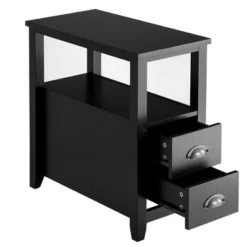 Tangkula 2-Piece Retro Side End Table Rectangular Nightstand With 2 Drawers & Shelf Coffee/Brown -DreamNest Store GUEST 3ed91ceb 028a 47b8 95a0 a77c427d76cd