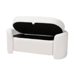 Oakes Boucle Upholstered Storage Bench Ivory - Baxton Studio