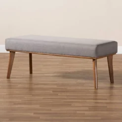 Odessa Mid-Century Modern Fabric Upholstered Wood Dining Bench Walnut/Brown - Baxton Studio -DreamNest Store GUEST 3f259fc6 5c0a 41e8 b6b8 3fd25b532463