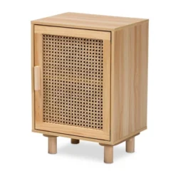 Maclean Rattan Wood 1 Door Nightstand Natural/Brown - Baxton Studio -DreamNest Store GUEST 3f275b22 3fd6 41cc b68b 124878575aa5