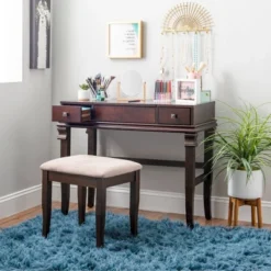 Home Angela Vanity Set Walnut - Linon -DreamNest Store GUEST 3f575e3c 8cca 429d 8975 76c503b15419