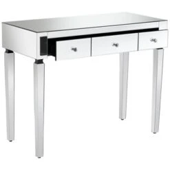 Studio 55D Thea Modern Mirrored Rectangular Desk 39 1/2" X 18" With 3-Drawer Silver Faceted Crystal Knobs For Living Room Bedroom Bedside Entryway 12 Studio 55D Thea Modern Mirrored Rectangular Desk 39 1/2" X 18" With 3-Drawer Silver Faceted Crystal Knobs For Living Room Bedroom Bedside Entryway -DreamNest Store GUEST 3f6a1dff e68a 4b83 b96e 7ff1b32838f0