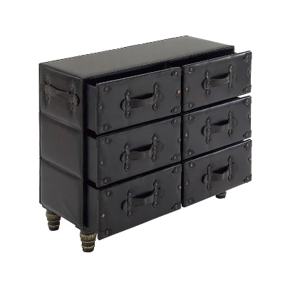 Traditional 6 Drawer Faux Leather Chest Black - Olivia & May 8 Traditional 6 Drawer Faux Leather Chest Black - Olivia & May - Image 8