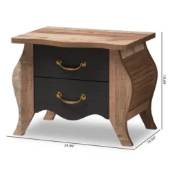 Romilly Country Cottage Farmhouse Oak Finished Wood 2 Drawer Nightstand Black/Brown - Baxton Studio -DreamNest Store GUEST 3fa820e7 b57c 43b9 bd95 1b3f2ad18257