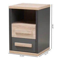Pandora Modern And Contemporary Two-Tone 2 Drawer Nightstand Dark Gray - Baxton Studio -DreamNest Store GUEST 3fa85433 a09a 43e6 baf7 901c2b0e215f