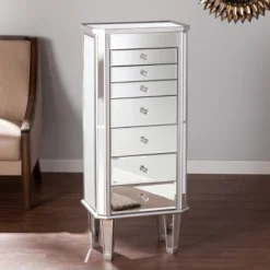 Melanie 7 Drawer Glam Jewelry Armoire Mirrored/Brushed - Aiden Lane -DreamNest Store GUEST 3fda2f88 dced 4a1e 9873 2da3bb179c28