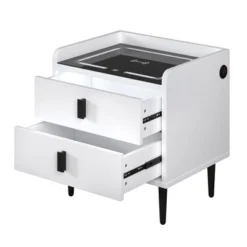 Modern Nightstand With Wireless Charging, USB Port And Adjustable LED Lights, End Table With 2 Drawers-ModernLuxe -DreamNest Store GUEST 3ff6e1fb e188 4185 940f cc8c382e2ace