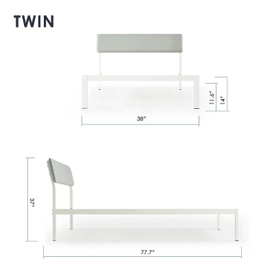 Kera Metal Platform Bed With Angled Upholstered Headboard - Mellow 7 Kera Metal Platform Bed With Angled Upholstered Headboard - Mellow - Image 7