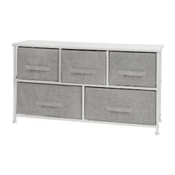 Emma And Oliver 5 Drawer Storage Chest With Wood Top & Dark Fabric Pull Drawers -DreamNest Store GUEST 415e071b c464 417e a26a aaec1a626e5c