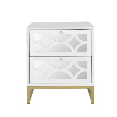 Averina 2 Drawers 45° Splicing White Mirror Front Nightstand With Storage - The Pop Maison 3 Averina 2 Drawers 45° Splicing White Mirror Front Nightstand With Storage - The Pop Maison - Image 3