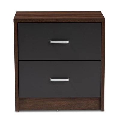 Hansel 2 Drawer And Finished Nightstand Brown/Gray - Baxton Studio 3 Hansel 2 Drawer And Finished Nightstand Brown/Gray - Baxton Studio - Image 3