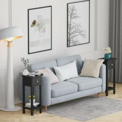 Costway 2PCS 2 Tier End Bedside Sofa Side Table With Drawer Shelf Acacia Wood Nightstand Black 9 Costway 2PCS 2 Tier End Bedside Sofa Side Table With Drawer Shelf Acacia Wood Nightstand Black -DreamNest Store GUEST 42fb35ad 97d3 476a b14b 3e188fafb8ff