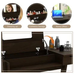 Costway Vanity Table With Flip Mirror Writing Computer Desk Storage Drawer Walnut -DreamNest Store GUEST 432b329e b367 43e1 bef9 ef0251fda28b