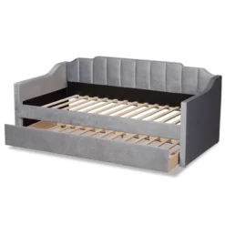 Lennon Velvet Fabric Upholstered Daybed With Trundle - Baxton Studio 11 Lennon Velvet Fabric Upholstered Daybed With Trundle - Baxton Studio -DreamNest Store GUEST 4375ebaf 57d2 47a4 8a4f c2dba33373f9