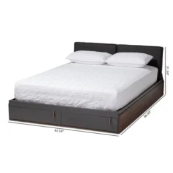 Queen Rikke Two-Tone Wood Platform Storage Bed With Upholstered Headboard Gray - Baxton Studio -DreamNest Store GUEST 4385eb0d 5a1a 4608 b58d 0e5678b46cf1