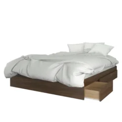 Alibi Storage Bed And Headboard Set Queen Walnut - Nexera