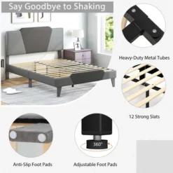 Costway Full/Qween/Twin Size Upholstered Platform Bed Frame Velvet Headboard Mattress Foundation -DreamNest Store GUEST 44d08c00 b4a9 4db4 9d4a 26a0901445db