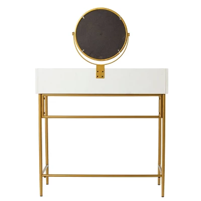 Randburg Vanity Table With Mirror White/Gold - Aiden Lane 6 Randburg Vanity Table With Mirror White/Gold - Aiden Lane - Image 6