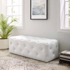 48" Amour Tufted Button Entryway Faux Leather Bench White - Modway 16 48" Amour Tufted Button Entryway Faux Leather Bench White - Modway -DreamNest Store GUEST 4554b4f7 13a0 4267 941e 4308e6a8d7ef