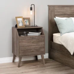 2 Drawer Milo Mid-Century Modern Nightstand With Angled Top - Prepac -DreamNest Store GUEST 456119a2 0515 4967 b9c9 b48e5f60562d