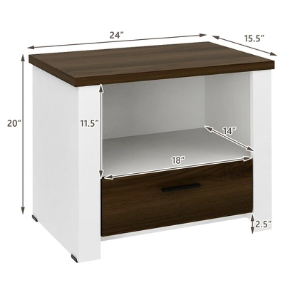 Costway Accent Nightstand With Drawer And Open Shelf Sofa End Table Bedroom Living Room 1 Costway Accent Nightstand With Drawer And Open Shelf Sofa End Table Bedroom Living Room