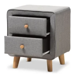 Jonesy Mid - Century Fabric Upholstered 2 - Drawer Nightstand - Gray - Baxton Studio 7 Jonesy Mid - Century Fabric Upholstered 2 - Drawer Nightstand - Gray - Baxton Studio -DreamNest Store GUEST 461d7df4 2508 4874 bc31 6a25e06039a2