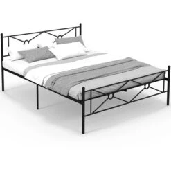 Costway Full/Queen Size Metal Platform Bed Frame W/ Headboard Mattress Foundation -DreamNest Store GUEST 4645bce3 99d7 4a8e bc1e d47255e9c7f1