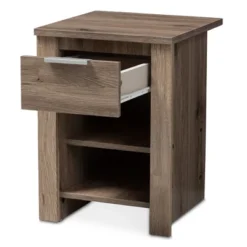 Laverne Modern And Contemporary Oak Finished 1 Drawer Nightstand Brown - Baxton Studio
