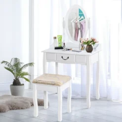 Costway Vanity Table Jewelry Makeup Desk Bench Dresser Stool -DreamNest Store GUEST 47469d8d 06c7 476f 881d f2f5aac75de7
