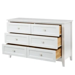 Solid Wood Painted 6 Drawer Dresser With Vintage Round Handles - ModernLuxe -DreamNest Store GUEST 477c2383 9d77 4b3f b136 8ec7b393cf28