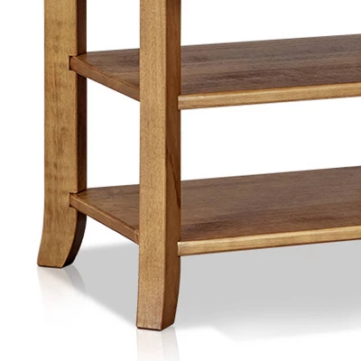 24" Teak Wood Nightstand With 1 Drawer And 2 Shelves Brown - Benzara 3 24" Teak Wood Nightstand With 1 Drawer And 2 Shelves Brown - Benzara - Image 3