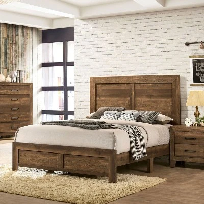 2pc Queen Quail Transitional Bedroom Set Rustic Light Walnut - HOMES: Inside + Out 4 2pc Queen Quail Transitional Bedroom Set Rustic Light Walnut - HOMES: Inside + Out - Image 4