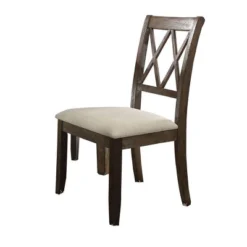 Set Of 2 26" Claudia Dining Chairs Beige Linen/Salvage Brown - Acme Furniture -DreamNest Store GUEST 488506c6 91eb 4f83 a00b d84228ce7e39
