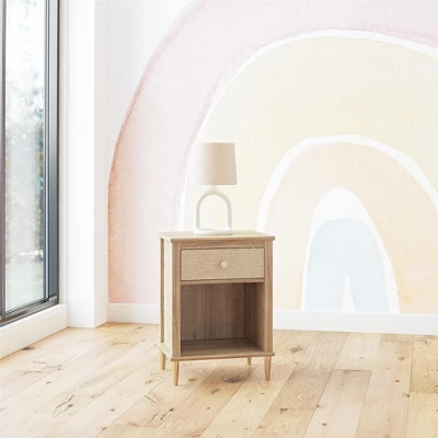 Shiloh Nightstand With Drawer And Lower Shelf, Natural And Rattan 1 Shiloh Nightstand With Drawer And Lower Shelf, Natural And Rattan