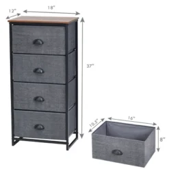Costway 4 Drawers Dresser Chest Storage Tower Side Table Display Home Furniture