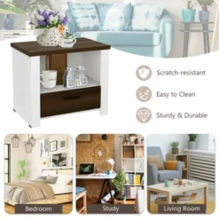 Costway 2PCS Accent Nightstand Drawer And Open Shelf Sofa End Table Bedroom Living Room 12 Costway 2PCS Accent Nightstand Drawer And Open Shelf Sofa End Table Bedroom Living Room -DreamNest Store GUEST 494c6e0b b806 47c9 80bc af4ded2ffc23