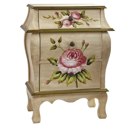 Nearly Natural Antique Night Stand W/Floral Art 1 Nearly Natural Antique Night Stand W/Floral Art