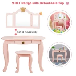 Costway Kids Makeup Dressing Table Chair Set Princess Vanity & Tri-folding Mirror -DreamNest Store GUEST 49c9ed0f b5d0 4287 b8ec 744782b5cca8