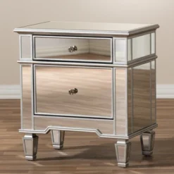 Sussie Hollywood Regency Glamour Style Mirrored 2 - Drawer Nightstand - Baxton Studio -DreamNest Store GUEST 4a286267 68e3 4a3a ad2c d8ba3652f0d5