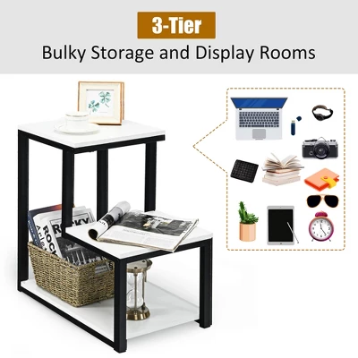 Costway 3-Tier End Table Sofa Side Table Night Stand W/ Shelf For Living Room White 6 Costway 3-Tier End Table Sofa Side Table Night Stand W/ Shelf For Living Room White - Image 6