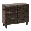 Traditional 6 Drawer Faux Leather Chest Black - Olivia & May